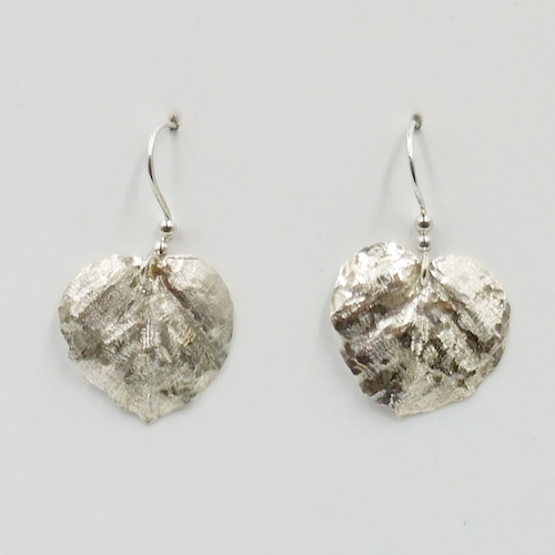 Click to view detail for DKC-2029 Earrings, Aspen Leaves, Silver $78